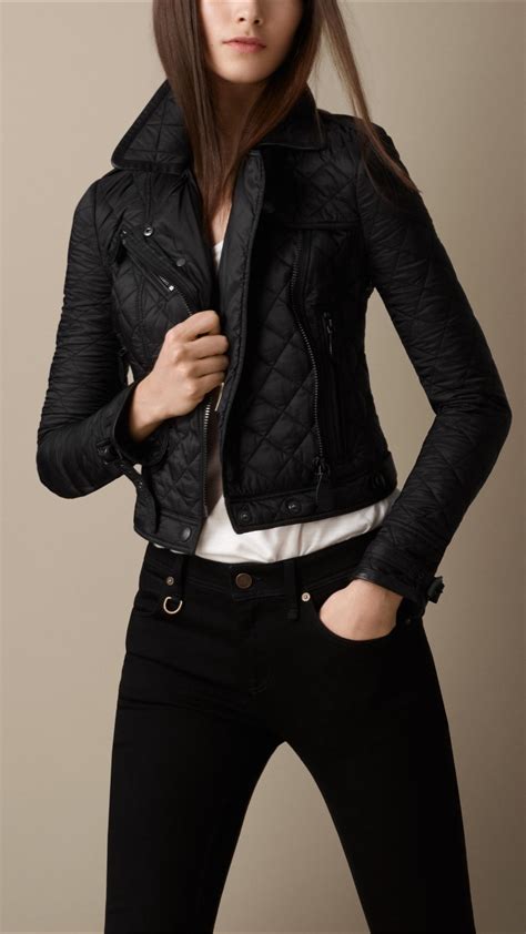 burberry brit black quilted leather jacket|Burberry quilted jacket nordstrom.